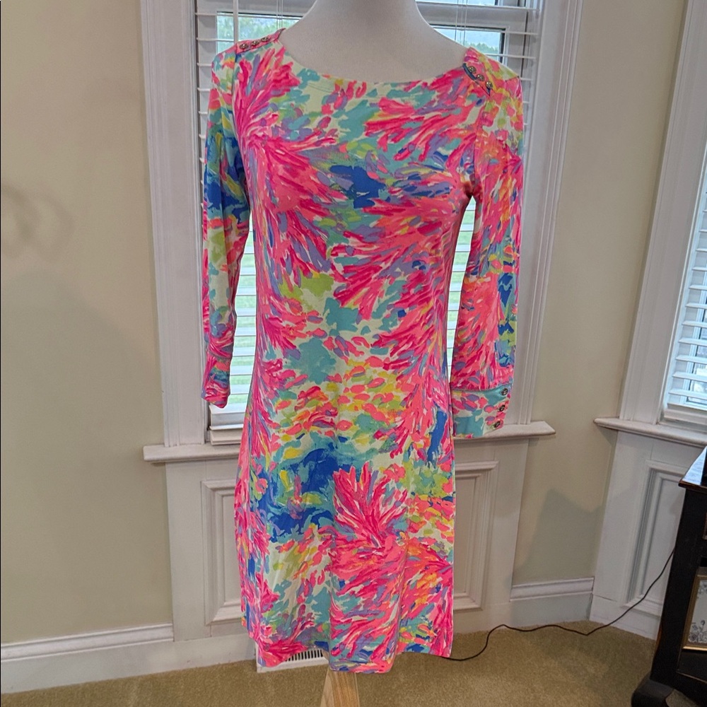 Lilly Pulitzer Pink Multi-Color Long Sleeve Shift Dress